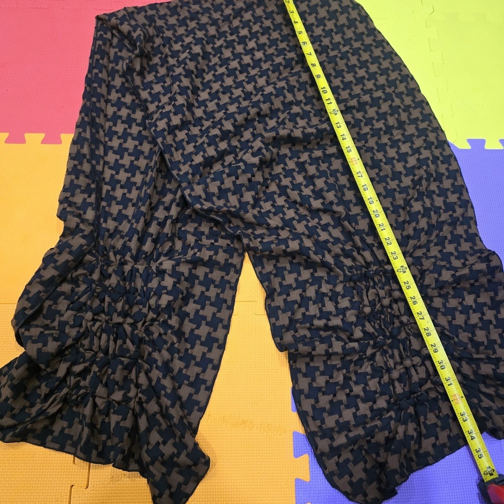 Vintage Brown & Black Houndstooth Scarf with Ruched Bubble Texture‎ & Fabric...